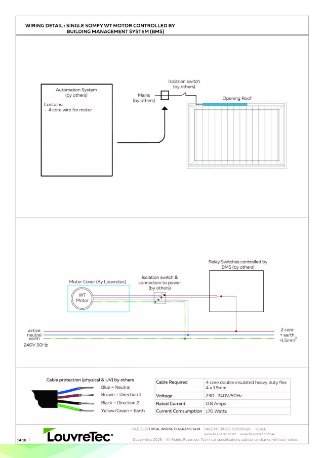 Single Somfy WT Motor controlled by Building Management System BMS | DM 14.18