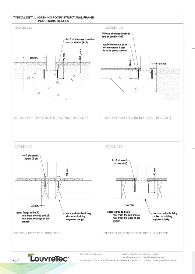 Post to Concrete Footing_Concrete Pad_Timber Deck | DM 4.10