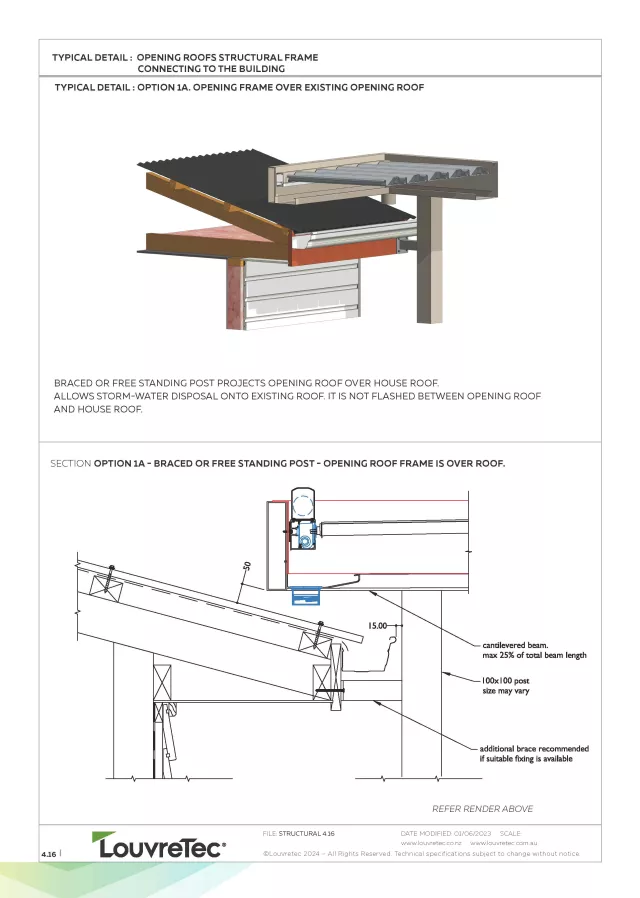 Braced/Free Standing Post or Roof Bracket_ Opening Roof Frame Fixed Over Roof | DM 4.16 & 4.17