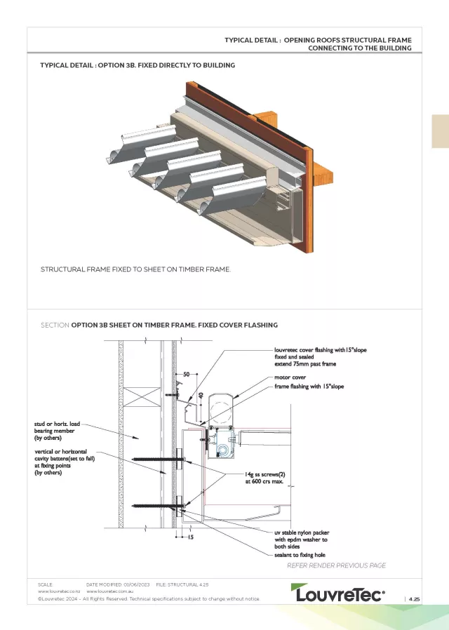 Fixed Directly to Building- Sheet on Timber Frame. Fixed Cover Flashing | DM 4.25