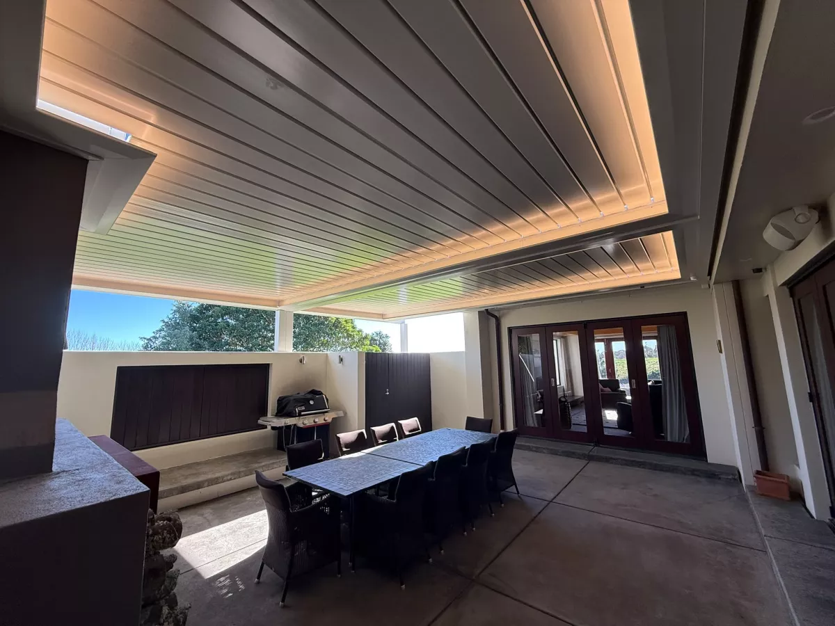 200/35 Slimline Roofs with Integrated LED Gutter Lighting, by Louvretec Hawke's Bay