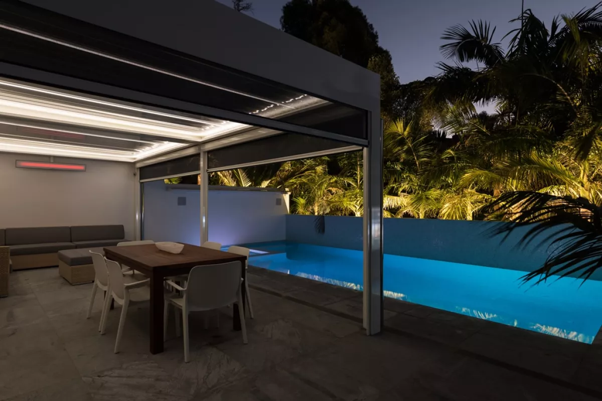 Opening Roof, Outdoor Lighting and Heating makes for perfect poolside comfort.