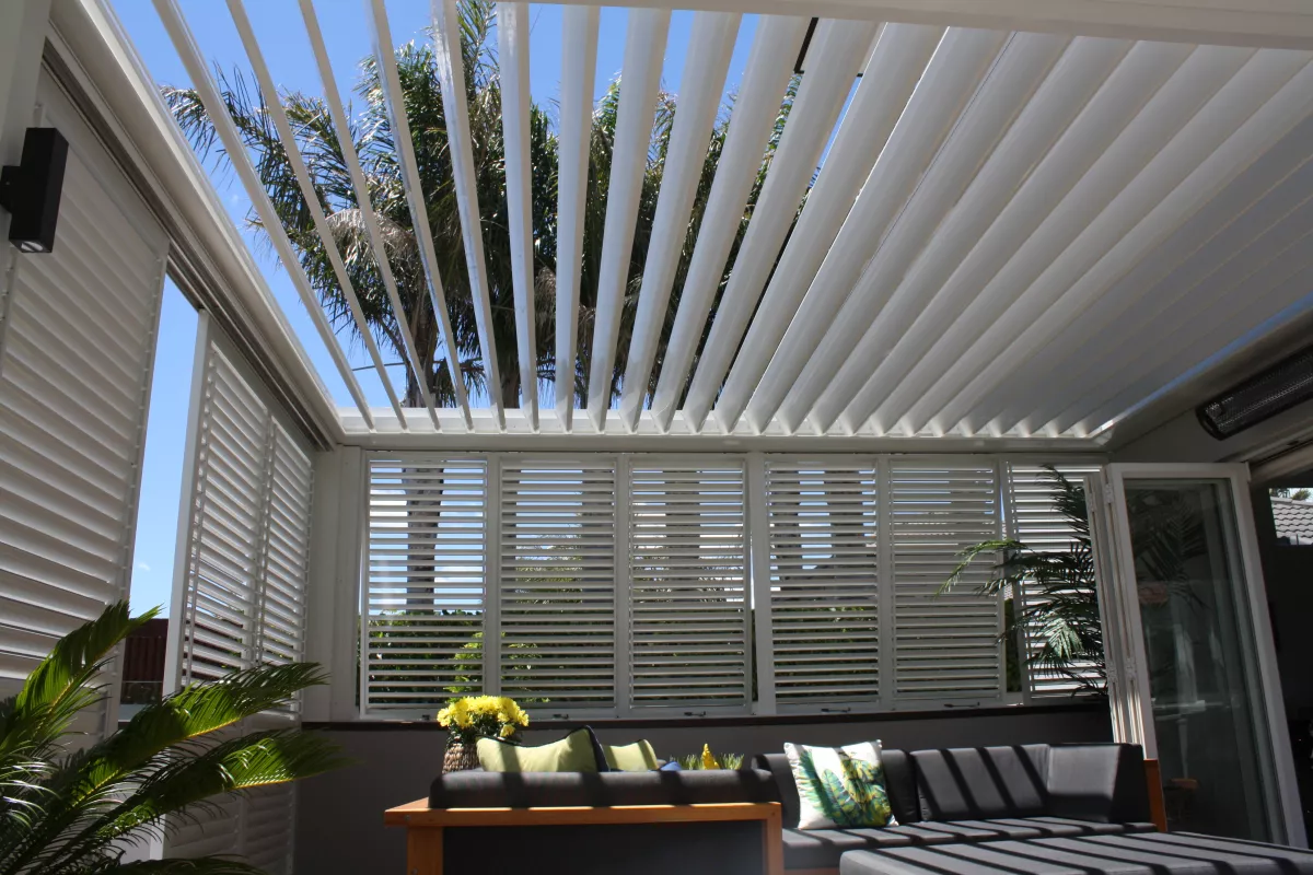 Create the ultimate outdoor room with an Opening Roof and Aluminum Shutters!