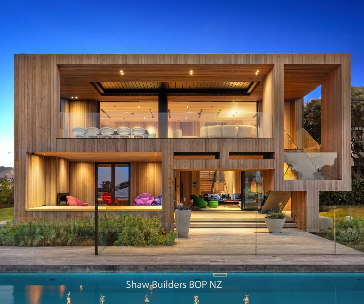 Opening Roofs by Louvretec Bay of Plenty feature on this award winning home by Shaw Builders.