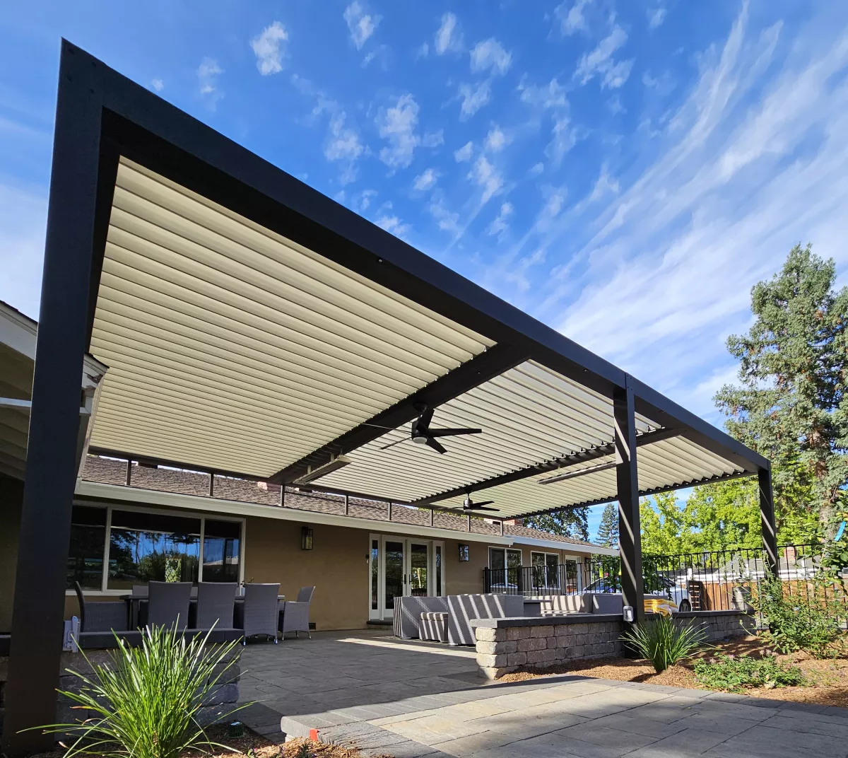Opening Roof by Elite Exteriors, Louvretec Sacramento and Bay Area